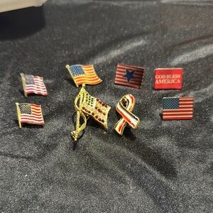 Patriotic American Flag Pins Set